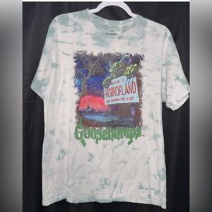 Goosebumps Horrorland Tie-Dye T-Shirt - Green and White Mens large